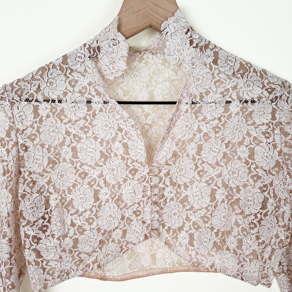 Vintage 50s Lace Midi Maxi Dress Set Formal Wedding Whimsigoth Regency Victorian - Picture 8 of 11